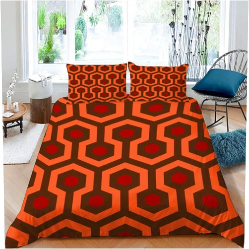 Weiulie The Overlook Hotel Shining Duvet Cover Set, Twin Bedding Sets, Sharp Angles Geometric Coverlet Set Decorative Quilted 3 Piece, Ultra-Soft Comforter Cover with 2 Pillowcases 68