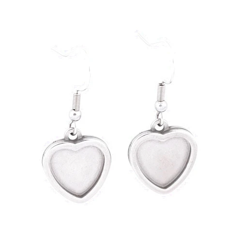 Reidgaller 20pcs Stainless Steel Fit 12mm Heart Cabochon Earring Setting Tray Blanks DIY Bezels for Jewelry Making Supplies