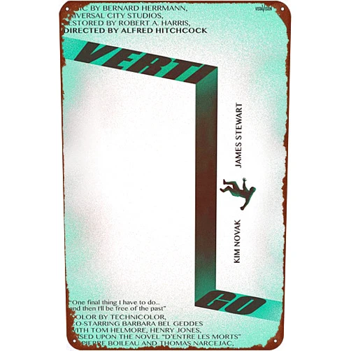 TINSAEGE Metal Tin Sign Vertigo | Decorative Signs and Plaques for Your Home Bar, Club, or Wall Decor - 8 x 12 inches