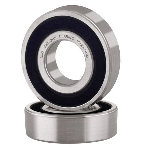 XiKe (2 Pack) 6202-2RS Double Sealed Deep Groove Ball Bearings, 15x35x11mm, Pre-Lubricated for High RPM, Chrome Steel P6, ABEC 3