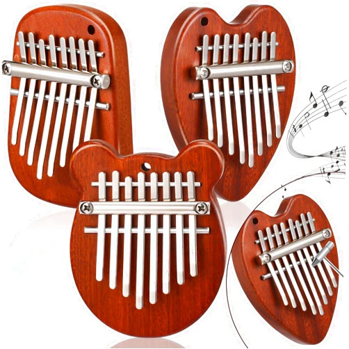 Yeshone 3 Pack Mini Thumb Piano 8 Key Finger Thumb Piano Small Heart Oval Bear Kalimba Mini Hand Musical Instruments Gifts for Kid Adult Christmas Birthday party(5 Inch)