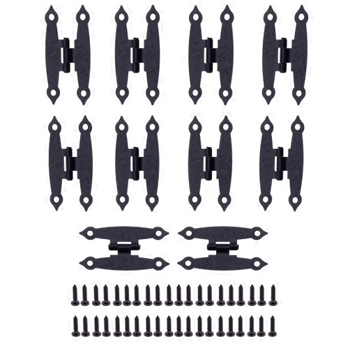 Yetaha Black H Cabinet Hinges, Yetaha 10PCS Antique Decorative Metal Hinge for Doors Windows Kitchen Furniture Cupboard Wardrobe Wooden Boxes, with Mounting Screws (2.56 Inch x 1.29 Inch)