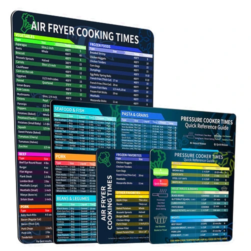 Muulaii Air Fryer & Instant Pot Magnetic Cheat Sheet Set, Muulaii Air Fryer & Pressure Cooker Accessories Cook Times Chart, Instapot Accessories Quick Reference Guide, Healthy Handy Kitchen Recipe Cookbook