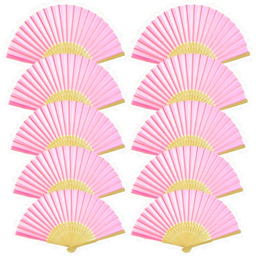 Tayfremn 12 Pack DIY Hand Folding Fans Silk Bamboo Handheld Folding Fans Wedding Party Church Home Office Decoration