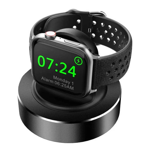 KINGRUNNING Compatible for Apple Watch Charger Stand(Weighted Aluminum Alloy Base), KINGRUNNING Designed for iWatch Charger Stand Charging Dock Holder Compatible with Apple Watch Series 7/6/SE/5/4/3/2/1-Black