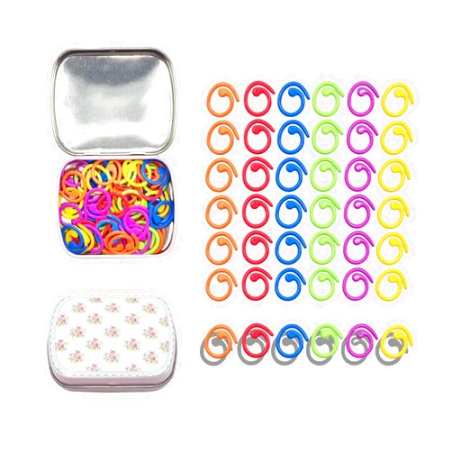 Wonafa 50 Pcs Helical-Shaped Crochet Markers Ring,Boxed Crochet Rings,Multicolor Metal Stitch Markers Knitting Stitch Markers for Sewing Knitting DIY and Handmade Crafts (Spiral-50Pcs)