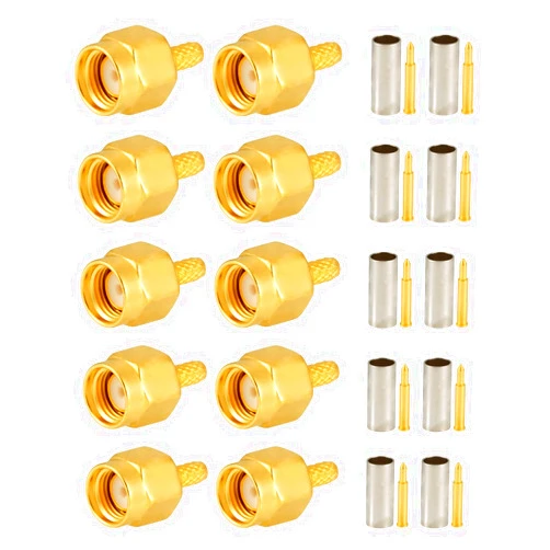 POBADY 10 PCS SMA Connectors SMA Male Crimp Connector for RG316 RG174 RF Coax Cable