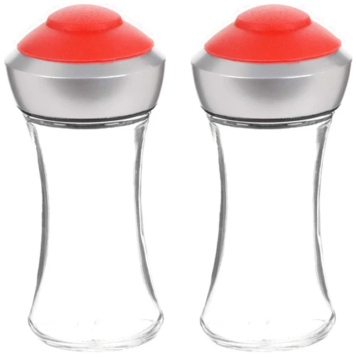 Trudeau Set of 2 Salt and Pepper Pop Table Shakers, Small, Red