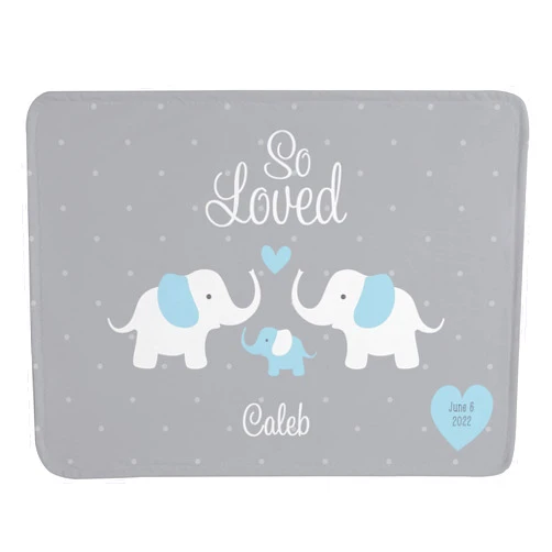 Let's Make Memories Personalized So Loved Baby Blanket - Welcome Newborn - Celebrate New Baby-Cozy Blanket - for Nursery - Blue - 30