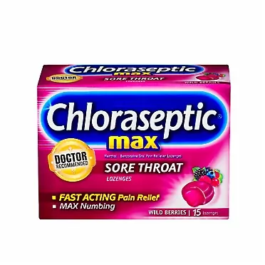 Chloraseptic Max Strength Sore Throat Lozenges, Wild Berries Flavor, 15 Count 15 Count (Pack of 1) Wild Berries
