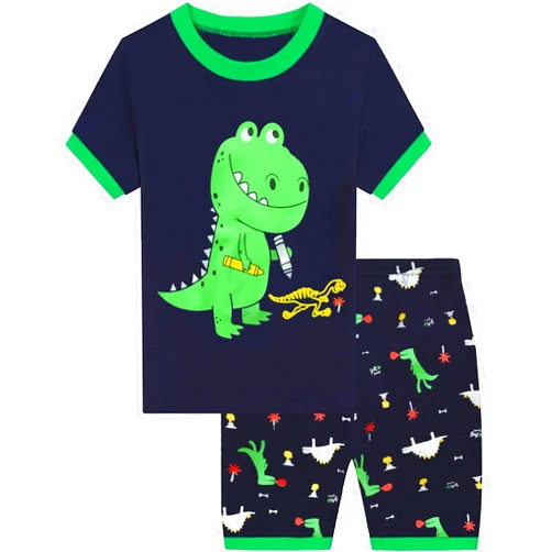 Little Hand Toddler Boys Pajamas Monster Truck Kids Dinosaur 2 Piece Short Sets Summer Sleepwear Clothes Set 2-7 Years