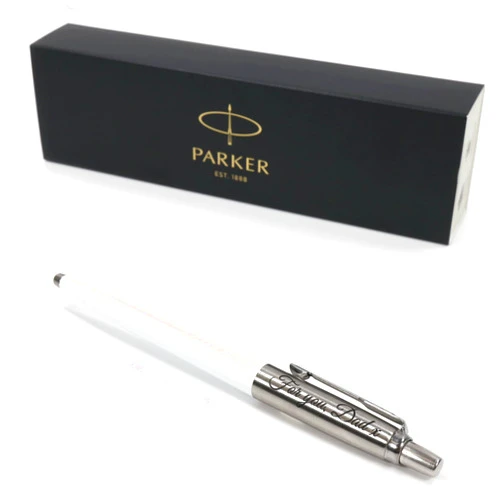CustomDesign.Shop Personalized Custom Parker Jotter Pen + Gift Box | Design A Truly Unique Present | Laser Engraved (White)