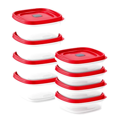Rubbermaid 16-Piece BPA-Free Plastic Food Storage Set, Red Vented Lids - Microwave, Dishwasher Safe: Perfect for Meal Prep, Leftovers, and Kitchen Organization