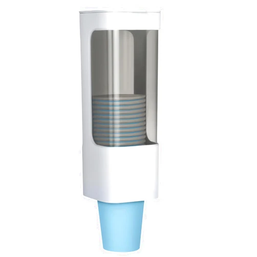 LBTING Water Cooler Cup Dispenser, Pull Type Cup Holder Fit 3oz - 5oz Small Bathroom Disposable Cups, Adhesive Wall Mounted Cup Dispenser - White