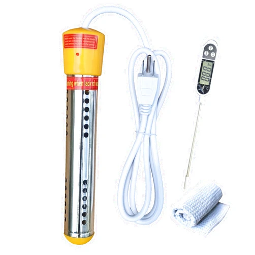 Melvyfiore Portable Electric Immersion Water Heater for Plastic Bucket, Bathtub Submersible Warmer. Small Above Ground Pool Heater with 304 Stainless Steel Guard, Water Warmer Heats 5 Gallons of Water in Rapid