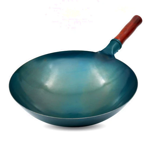 Welsteepse Carbon Steel Wok Traditional Hand Hammered Wok,14 Inch,Round Bottom(Roasted Blue)