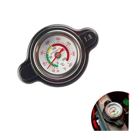 ZBGUN Pack-1 Car Temperature Measurable Radiator Cap, 1.8 Bar Leakproof Water Tank Cap, Real-time Temperature Monitoring Multi-function Sealing Cover, Universal for Cars Off-road Vehicles (Black)