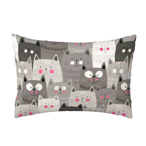 WILNURO Cats Pillow Case Cute White Grey Cartoon Cats Soft & Breathable Pillow Cover with Envelope Closure Pillowcase Standard Size 20