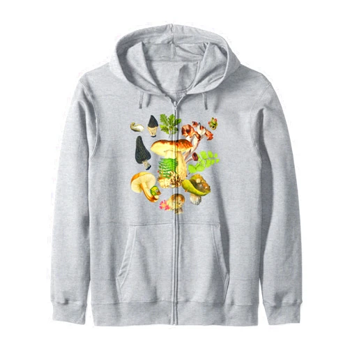 Mushroom Hunting Shirt by Just4You Mushroom Hunting Shirt - Botanical Print Shirt Mushroom Zip Hoodie