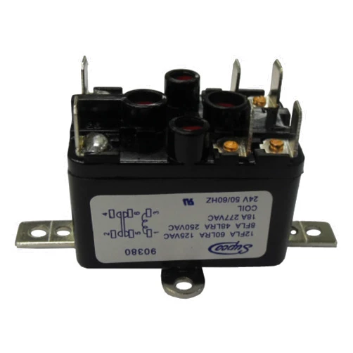 Supco 90382 General Purpose Fan Relay, 18 A Load Current, 120 V Coil Voltage, Normally Open and Normally Closed Contacts