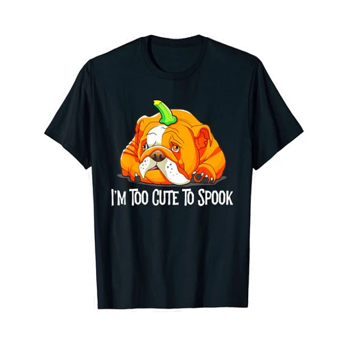Funny English Bulldogs English Bulldog Art Halloween Pumpkin Spooky Art Doggy T-Shirt