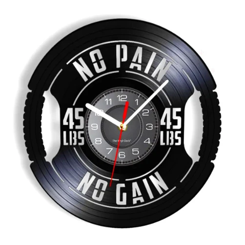 IUPPA Wall Clock - 12 Inch Fitness Gym Sign Weight Plate 45Lbs Vinyl Lp Record Wall Clock Workout Room Weightlifting Decor Artwork Clock Fitness Gift