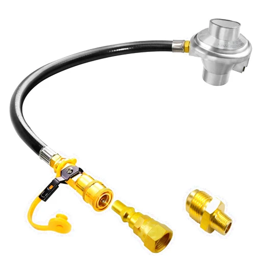 MCAMPAS Low Pressure 1LB Propane Tank Gas Regulator Valve with 1/4 Quick Connect Shut Off Valve for Outdoor Camper Grill Stove, Heater, Fireplace, Fire Pit
