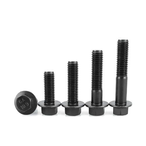 OLSSCMLO 30Pcs M6 x 20mm Flanged Hex Head Bolts， Flange Hexagon Screws, Full Thread, Alloy Steel, Black Oxide Finish