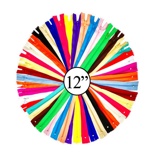 KGS 12 inch Nylon Zipper for Sewing Crafts | 20 zippers/pack (20 Colors)