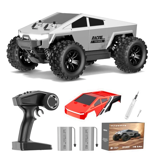 WayEee 1:18 Fast RC Car 40 KPH High Speed 4X4 Remote Control Monster Truck, All Terrain Vehicles Toy with 2 Batteries, 2.4GHz Remote Control, 2 PVC Shell Off-Road Pickup, Gift for Kids and Adults