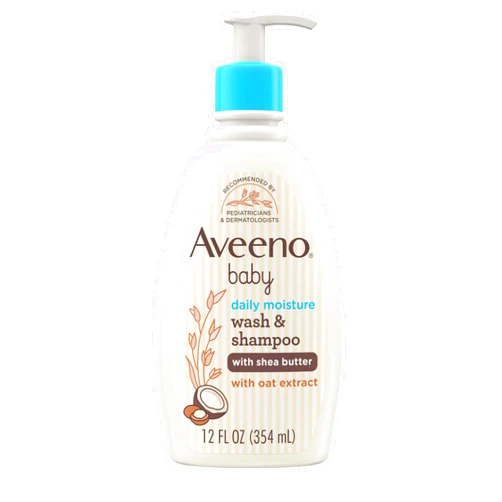 Aveeno Baby Daily Moisturizing 2-in-1 Wash & Shampoo, Baby Body Wash & Shampoo with Shea Butter & Oat Extract Gently Cleanses Baby's Sensitive Skin & Scalp, Gentle Coconut Scent, 12 fl. oz