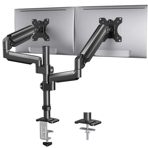 HUANUO Dual Monitor Mount up to 32 inches Screens, Taller Monitor Stand Hold 19.8lbs, Dual Monitor Arm Desk Mount Easy Adjustable with Tilt, Swivel, Rotation, VESA 75/100mm