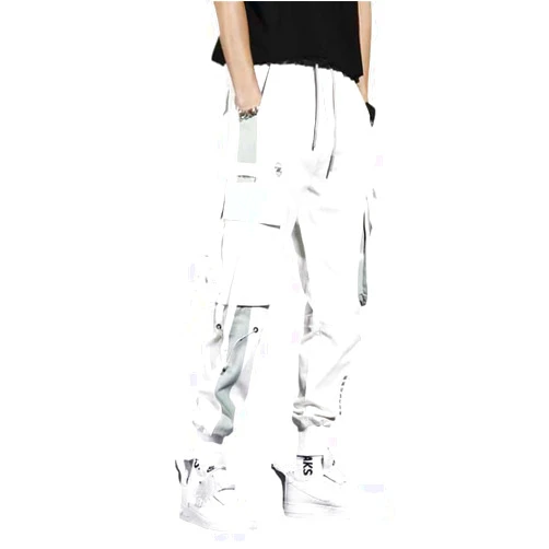 Aoleaky Casual Men's Streetwear Slim Fit Spring Cargo Pants with Ribbons Harem Jogging Pants Featuring Multiple Pockets
