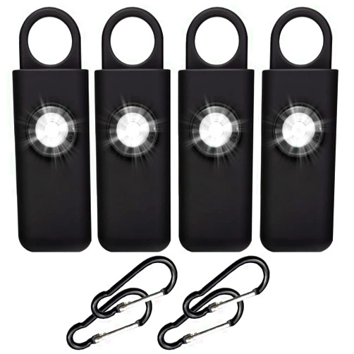 Spartan Defense The Original Self Defense Siren Personal Safety Alarm for Women, Men, Kids, Elderly - SOS LED Strobe Light - Air Travel/TSA Friendly - Emergency Safe Key Chain Device, Pocket Size - 4 Units