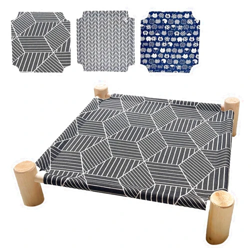 Babyezz Cat/Dog Bed, Wooden Pet Hammock Bed, Elevated Breathable Dog Bed, Detachable Indoor/Outdoor Cat Beds Furniture, Suitable for Kitty, Puppy, Bunny and Small Animal-Cloth Cover*3 pcs Option 1