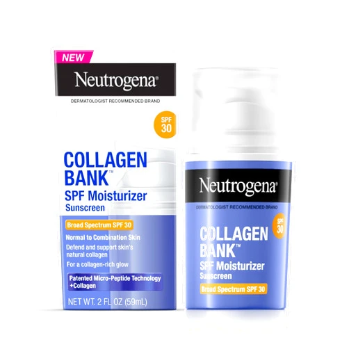 Neutrogena Collagen Bank Facial Moisturizer, SPF 30, Daily Collagen Face Moisturizer for Visibly Glowing, Plump Skin, Gentle, Non-Comedogenic, Non-Greasy, Lightweight & Fragrance-Free, 2 fl. oz