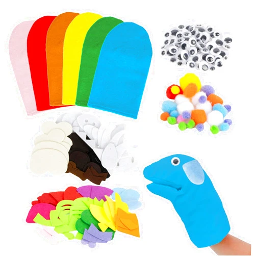 RAINFLOW 6PCS Hand Puppets - Hand Puppet Making kit Sock Arts and Crafts Kit for Family, Classroom, Party, DIY、Storytelling, Dramatic Play, Interactive Games and Role-Play