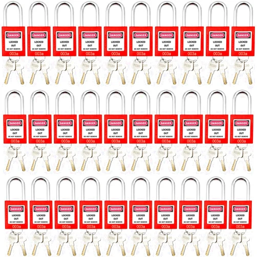SAFBY Lockout Tagout Lock 30pcs Key Alike OSHA Loto Safety Same Padlocks for Lock Out Tag Out Stations and Devices Red (30 PCS Same Number)