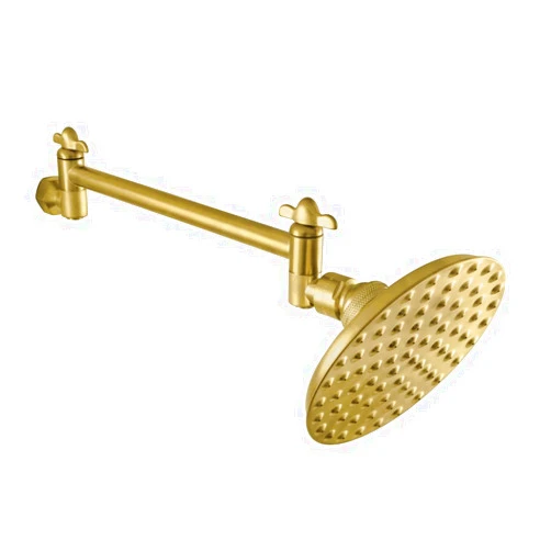 Kingston Brass CK135K7 Victorian 5-1/4-Inch Round Raindrop Brass Shower Head with 10-Inch High-Low Adjustable Shower Arm in Brushed Brass