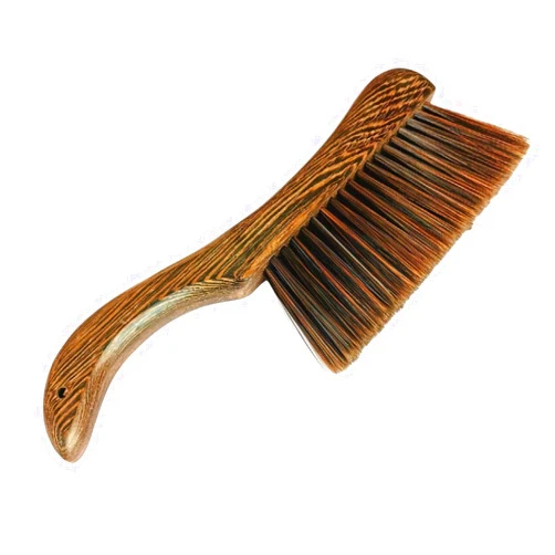 HIQU and HIST Hand Broom Brush, Dust Brush for Cleaning, Wood Block Hand Brush, Soft Bristle Cleaning Brush for Car Bed Furniture Clothes Garden Couch Draft (Curved Handle)