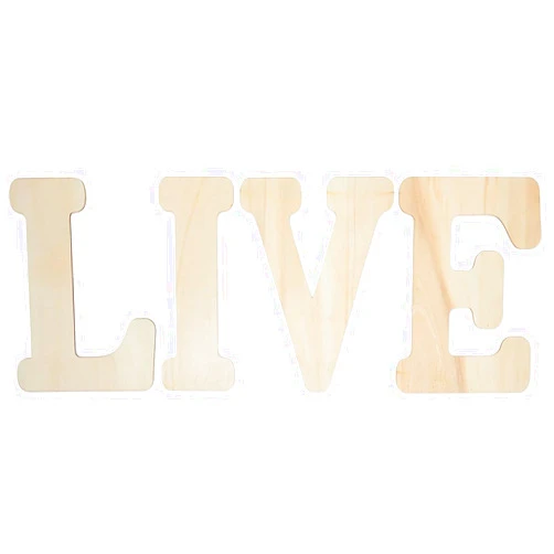 Bright Creations Live Unfinished Wood Cutouts, Wooden Letters Word Sign for Craft Supplies, Wall Decor, 12