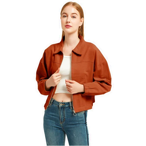 Anna-Kaci Women's Casual Long Sleeve Corduroy Zip Up Jacket Coat with Pocket,