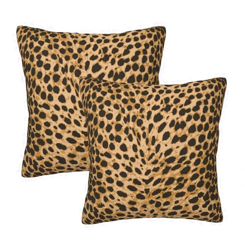 Duduho Leopard Print Throw Pillow Cover Set of 2 Decorative Square Pillowcase Cheetah Throw Cushion Case for Bedroom, Living Room, Sofa, Couch and Bed, 20x20 Inch