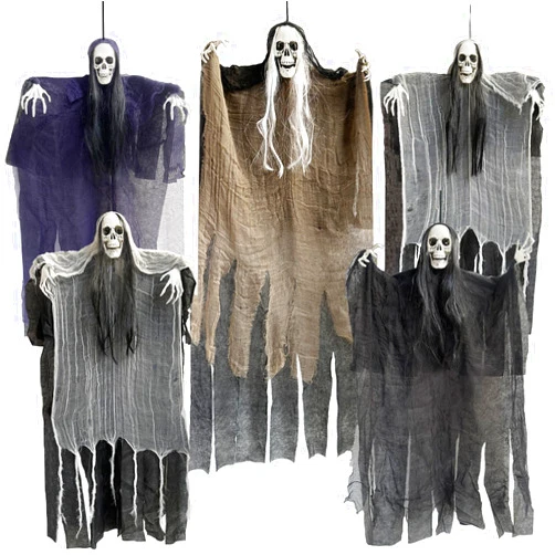 HABISI 5 Packs Halloween Hanging Grim Reapers Decor - one 49”,Four 37
