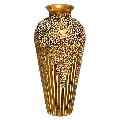 DecorShore Tall Mosaic Glass Flower Vase - Decorative Floor Vase for Pampas Grass and Flowers - Centerpiece Vase for Home Decor - Perfect for Table Centerpieces and Decorative Vases - Multi Golden Sands
