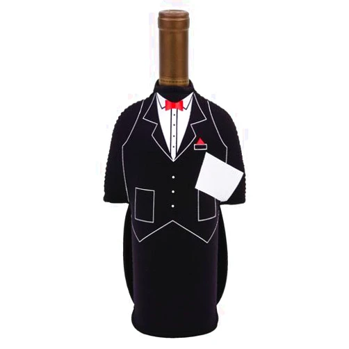 Shop123go-Cooler Custume Pary Butler Wine Bottle Jacket, Black