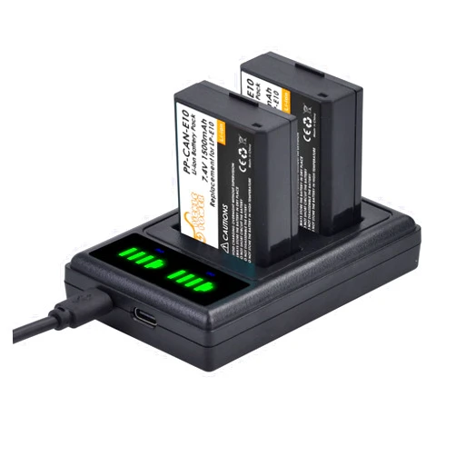 Pickle Power LP-E10 Battery and LED USB Dual Charger for Canon EOS Rebel T7 T6 T5 T3 T100, EOS 2000D, 3000D, 4000D, 1200D 1100D 1300D 1500D, KISS X50 X70 X80 X90 Camera