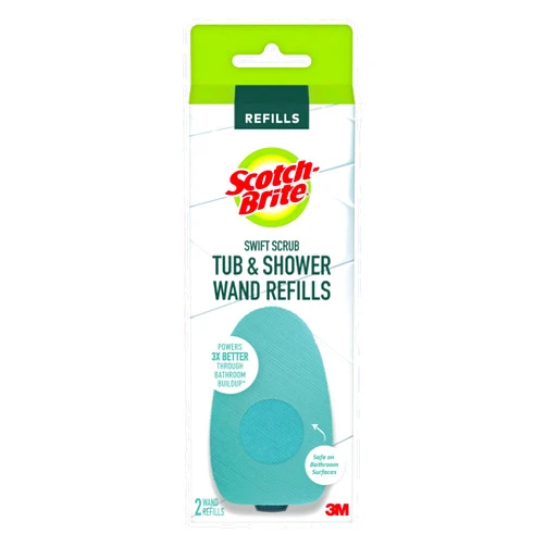 Scotch-Brite Swift Scrub Tub & Shower Wand Refills, Ideal for Bathroom Buildup, Glass Door, Shower and Bath Cleaner, Soap Scum Remover, 2 Wand Refills