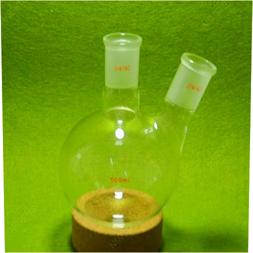 Nanshin lab Glass,500ML Two Neck Round Bottom Flask,heav​y Wall,2440 Joint,lab Glassware Flask