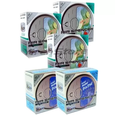 YirehStore Air Freshener Air Spencer Cartridge 3x Squash (A9) and 2x Clear Squash (A24) scent, Heavy Duty, Last Long, JDM Eikosha Japan Car Air Freshener